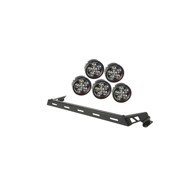 Light Bar Kit, Hood Mounted, Textured Black, 5 Round- 07-18 Wrangler